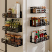 6 Pack Magnetic Spice Rack for Refrigerator Set, Black Magnetic Shelf and Fridge Kitchen Cabinet Organizers Storage Seasoning Organization Mini Shelves.