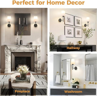 Wall Sconces Battery Operated, Battery Operated Wall Sconce with 13000mAh Magnetic Bulbs and Remotes, Rechargeable Wall Sconce Set of 2, Wireless Black Wall Lamp/Lights for Bedroom, Linen
