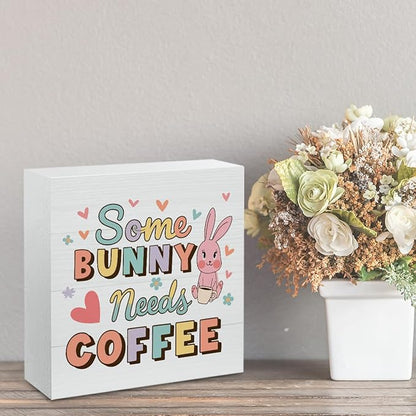Easter Decor Indoor Easter Party Decorations Farmhouse Easter Peeps Bunny Rabbit Egg Sign for Home Bathroom Room Badroom Table Mantle Office Dessk Decor