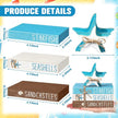 Geelin 4 Pcs Summer Beach Tiered Tray Decor Wooden Book Stack Signs, Starfish Seashell Coastal Nautical Table Centerpiece for Shelf Coffee Bar Home Kitchen Beach House Decorations