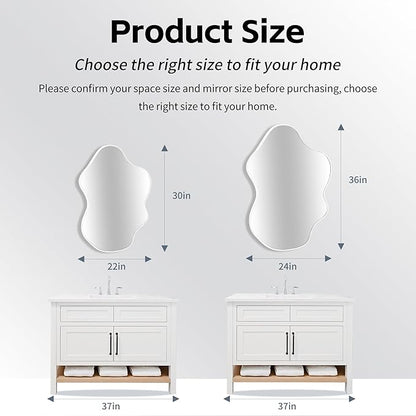 CULER Irregular Black Bathroom Wall Mirror,Asymmetrical Vanity Modern Tempered Glass Mirror for Bedroom,Living Room,Entryway