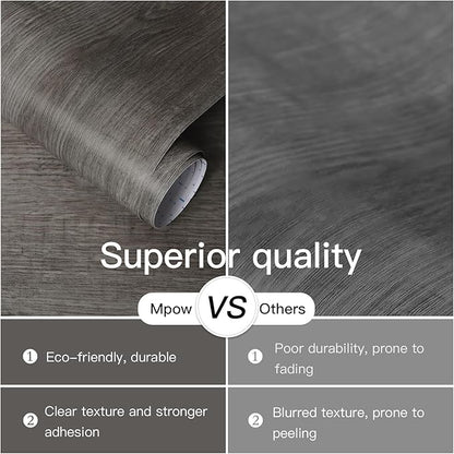 17.7"x472" Wood Wallpaper Grey Wood Peel and Stick Wallpaper Gray Wood Wallpaper Wood Contact Paper Self Adhesive Wallpaper Wood Grain Faux Furniture Film Roll For Desk Table Wall Cabinet Shelf Draw