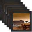 A PLUS MAX Square 5x5 Frame Set of 6, Black Engineered Wood Picture Frame for 5 x 5 Picture Poster Photo, Light Weight 5by5 Frame with Wood-grain for Wall - 6 Pack/Black/5