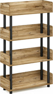 Furinno TURN-N-TUBE 4-Tier Display Shelf, Storage Shelves, Book Shelf, Open Shelves with Rounded Corner Top Edges, for Organization and Storage, Living Room, Home Office, Flagstaff Oak