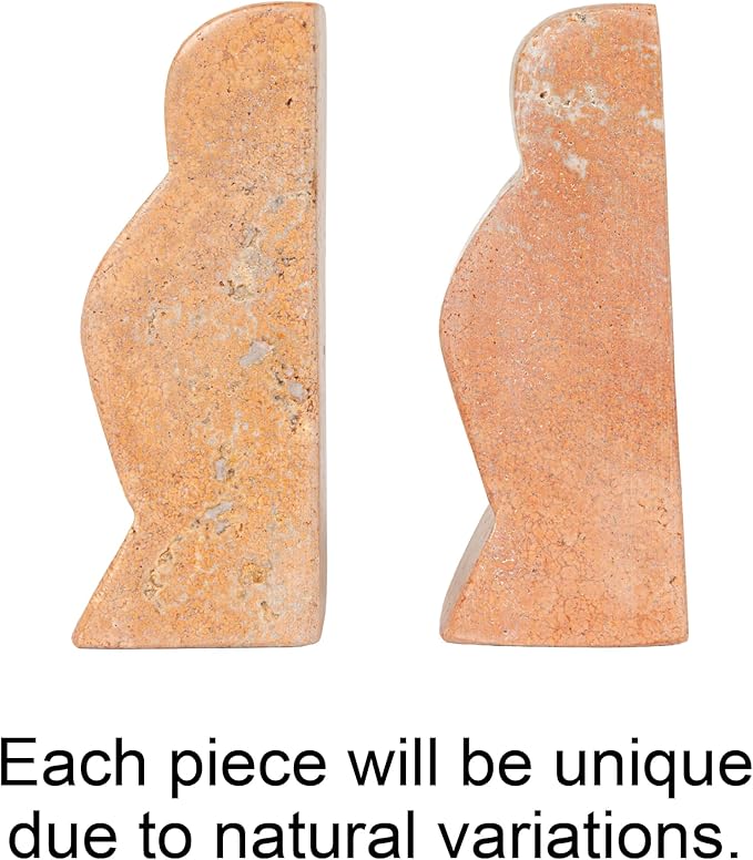 Creative Co-Op Decorative Travertine Wave Bookends, Blush