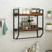 Giantex Wall Mounted Bathroom Shelves with Towel Bar, Industrial 2-Tier Over The Toilet Storage Organizer with Metal Frame, Wooden Wall Shelves, Floating Shelves for Bathroom, Kitchen, Living Room