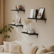 SKYSEN Floating Shelves for Wall Set of 6, 15.7in Wood Wall Shelf for Decor, Bathroom, Bedroom, Storage, Book,Kitchen, Living Room - Black(fs-40-b)