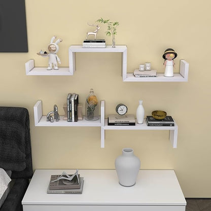 White Floating Shelves for Wall Shelf for Bedroom, Waterproof Solid Wood Floating Shelves Bathroom，Small Relief Textures, Suitable for Bedroom, Living Rooms, Kitchens, Office, and Bathroom