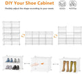 AWTATOS Shoe Rack, 8 Tier Shoe Storage Cabinet with Door, 32 Pair Shoe Organizer Shelves for Closet Hallway Bedroom Entryway, Transparent Twill