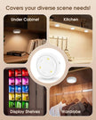 HOLKPOILOT Puck Lights with Remote, 2000mAh Battery Operated Rechargeable Under Cabinet Lighting, 3 Color Temps & 7 RGB Colors, Magnetic Closet Light, White Wireless Puck Light for Kitchen, Shelf