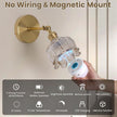 Vintage Battery Operated Wall Sconces - 5000mAh Rechargeable Dimmable Lights with Remote Control - Set of 2 Cognac Flower Glass Cordless Mounted Lighting - Wireless Powered Light Sconce for Bedroom