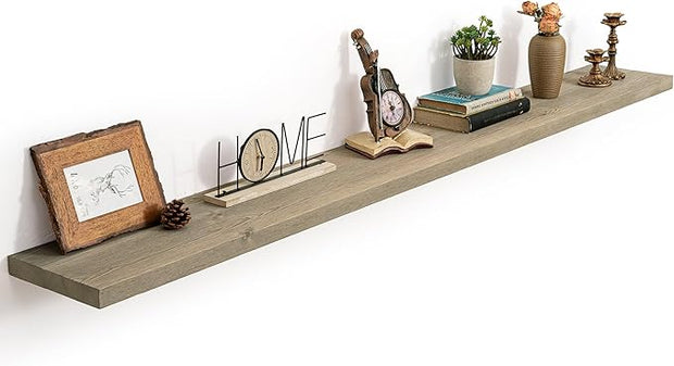 Marsmiles 72 Inch Floating Shelf | 9.3 Inch Deep Grey Wood Wall Shelf Set of 1 | Rustic Reclaimed Wood Shelves for Room Wall | Farmhouse Floating Shelves for Living Room Bathroom