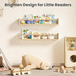 upsimples 2 Pack Nursery Book Shelves, 23.6 Inch Floating Bookshelves for Wall, Baby Nursery Decor, Small Solid Wood Wall Mounted Shelves for Baby Kids Boys Girls, Natural