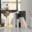 Travertine Bookends for Heavy Books, Marble Decorative Bookends for Shelves, Heavy-Duty Stone Book Ends for Hardback Book & Cookbooks, Unique Book Stopper & Holder, Travertino Italy