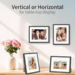 8x10 Picture Frame Set of 4, Displays 5x7 with Mat or 8x10 Without Mat, Photo Frames for Wall Hanging or Tabletop, Includes HD Plexiglass, Black
