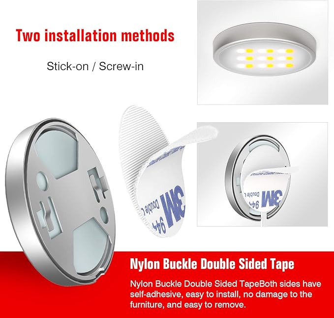 MYPLUS Under Cabinet Lighting with Remote, 4 Packs LED Pucks Lights,390Lm,12V,7.2W,24 Keys Remote Controll with Dimmable and Timing Function Led Lights for Kitchen,Closet,Cabinet,Counter