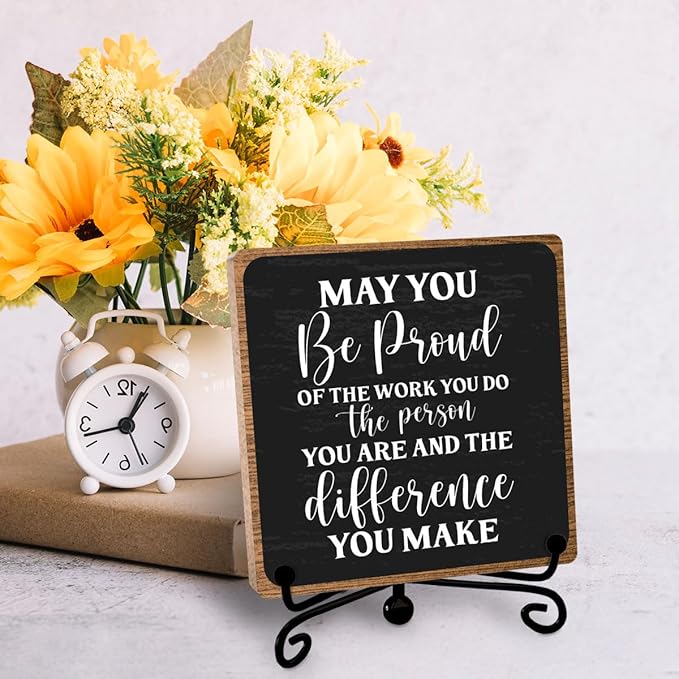 Inspirational Office Sign, Coworker Appreciation Gifts, Going Away Gifts for Women Men, Office Table Desk Cubicles Accessories Decorations, May You Be Proud of The Work You Do Plaque