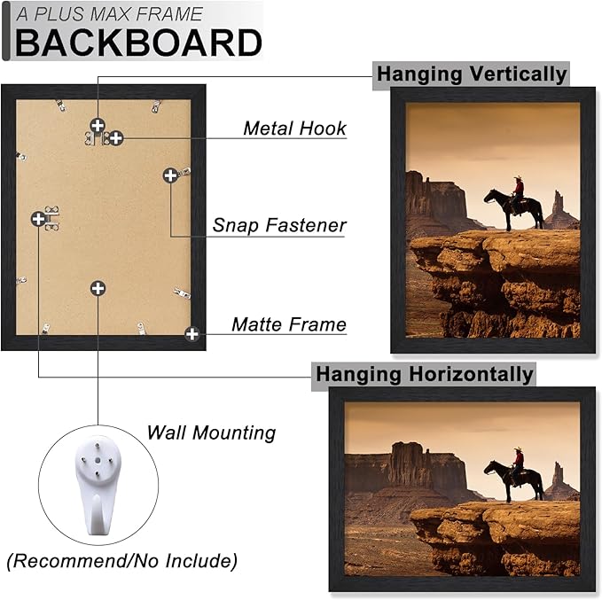 A PLUS MAX 14x22 Picture Frame, Black Engineered Wood Frame for 14 x 22 Inch Picture Poster Photo, Light Weight 14 by 22 Frame with Wood-grain for Wall - 1 Pack/Black/14 x22