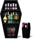EpicGifts Goth Makeup Shelf - 3 Shelf Standing or Floating Wall Coffin, Makeup Brush Holder (Black)