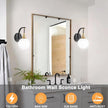 1-Light Bathroom Wall Sconce Light,Black and Gold Vanity Lighting with White Milk Globe Glass Shade, Vintage Wall Light Fixture Wall Lamp Wall Mount Light for Bedroom Hallway