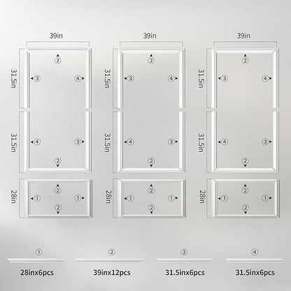 RELIANCER Peel and Stick Wall Molding Kit,30PCS Pre-Cut Door Molding Panels,3D Moulding Wainscoting Panel,Self Adhesive Walls Moulding Trim,Wall Modular Frames for Interior Walls Decor Home Bedroom