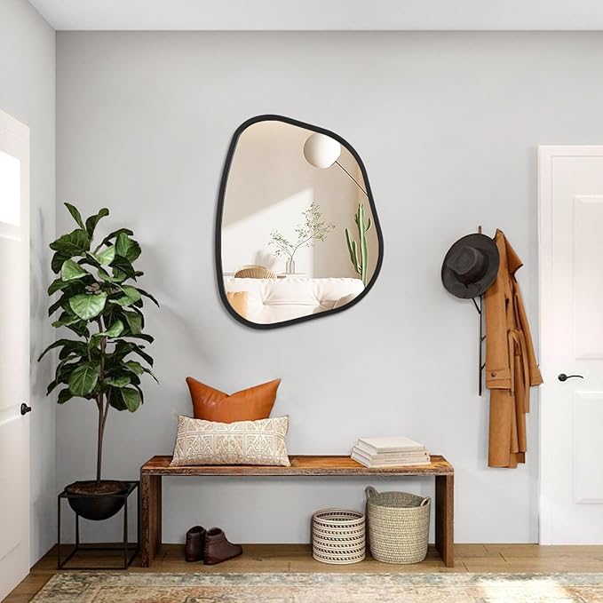 Black Asymmetrical Wall Mirror Large 20