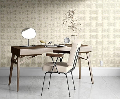 Greek Key Pattern Wallpaper 17.7"x236.0" Textured Metallic Gold on White Peel and Stick Wallpaper Geometric Embossed Self Adhesive Waterproof