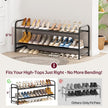 SLEEPING LAMB Long 2-Tier Shoe Organizer for Closet, Stackable Wide Shoe Rack Holds 18-Pairs Low Shoe Shelf Storage for Bedroom, Floor, Entryway(Black)