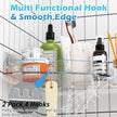 2 Pack Acrylic Corner Shower Caddy, Clear Corner Shower Shelf with 4 Hooks, Adhesive Wall Mounted Bathroom Shower Shelf Organizer for Inside Shower & Kitchen Storage