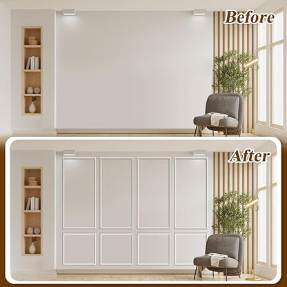 Pangda Peel and Stick Wall Molding Kit, 3D Premade Accent Molding Wainscoting Panel for Interior Wall Moulding Decor, Ready to Assemble Wainscoting Accent Panel(6 Set,24 x 54 in)