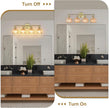 Vintage Bathroom Light Fixtures,4-Light Hardwired Vanity Lights with Amber Tulip Glass Shade,Gold Bathroom Vanity Light for Mirror Restroom,E26 Socket,25.2 in(Bulbs Not Included)