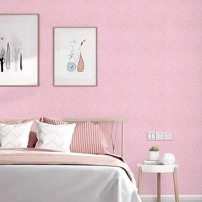 Abyssaly Pink Wallpaper Stick and Peel Removable Self Adhesive Pink Wall Paper Embossed Home Decorative Wallpaper for Girls Solid Color Shelf Drawer Liner Paper 15.7” x 393.7”