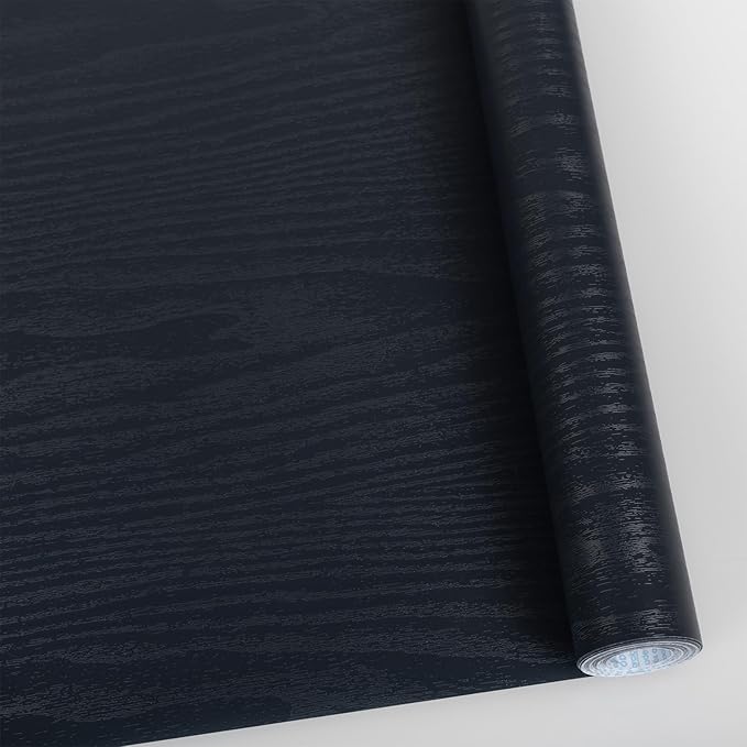 Wood Contact Paper Dark Blue Peel and Stick Wallpaper,Thickened No Teari Vinyl Wrap Sticker, Self Adhesive Waterproof Faux Wood Grain Wallpaper Cover Cabinets Desk Furniture Decoration 11.8" x 197"