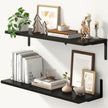 Fun Memories Deep Floating Shelves, 32W x 8D Floating Shelves Set of 2, Wall Mounted Shelf with Metal Brackets, Rustic Wood Wall Shelf for Bathroom, Kitchen and Living Room, Black