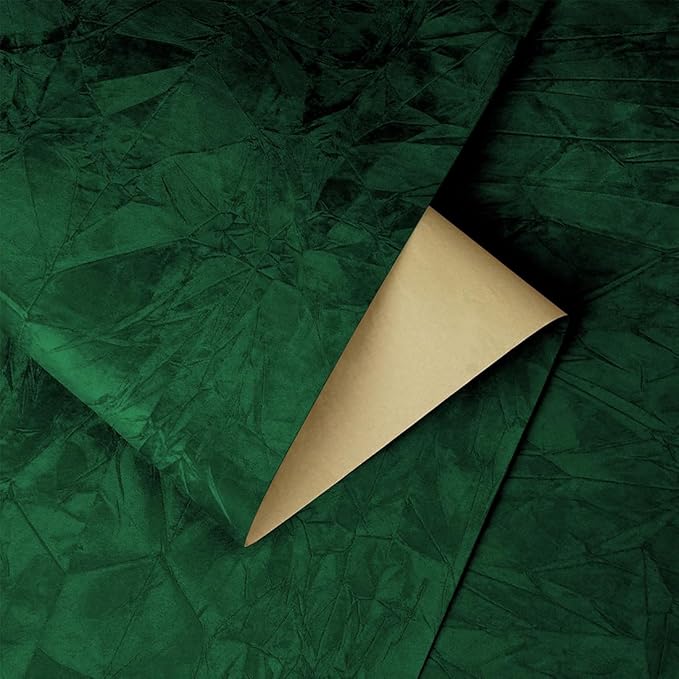 YENHOME Velvet Wallpaper Green Wallpaper for Bedroom 17.7