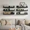 Nursery Book Shelves Set of 6, Black Metal Floating Shelves for Wall, 16 Inch Scalloped Book Shelf for Kids Room, Bathroom, Bedroom, Playroom Wall Decor & Storage