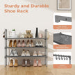 3 Tier Shoe Rack for Closet, Shoe Organizer with 5 Hooks, Long Shoe Shelf Storage for Shoe and Boot Stackable Free Standing Shoe Rack for Entryway, Garage, Small Spaces, Dorm, Grey