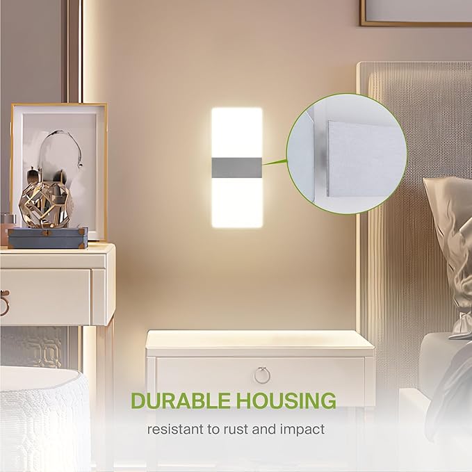 ASD LED Indoor Wall Mount Light Fixture - 12 Inch 12W Modern Interior Brushed Nickel Dimmable Wall Sconce Light - UL 2700K-5000K Adjustable - Hallway, Bedroom LED Wall Lights