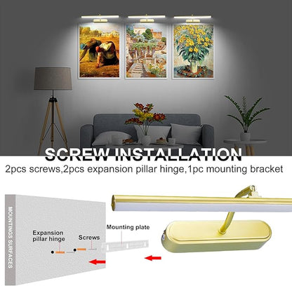 Picture Light,3AA Battery Wall Lights,Wireless Art Lights for Paintings,Remote Control Accent Light with Timer and Dimmable for Frame,Portrait,Mirror-GD