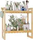 AmazerBath Bamboo Over The Toilet Storage Shelf - 2-Tier Bathroom Organizers and Storage Shelves, 2 in 1 Dual Stable Above Over Toilet Bamboo Shelf Home Storages Rack for Small Bathroom, Space Saver