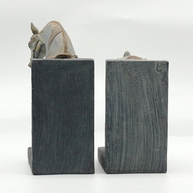 Lukitas Tang Horse Decorative Bookends, Heavy Duty Non-Slip Book Holders, Vintage Artistic Ornaments for Office Home Bookshelf Decor, Resin