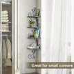 Alsonerbay Wall Mount Corner Shelves 4 Tier Floating Corner Storage Wood Shelves Decorative Rustic Radial Shelf in Cat Shape Weathered Grey