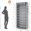 VTRIN Vertical Narrow Shoe Rack Organizer Tall Shoe Rack for Closet Entryway 10 Tier Non-Woven Cover Shoe Shelf Holds 36-41 Pairs Free Standing Shoe Storage Cabinet with Dustproof Cover, Multi Color