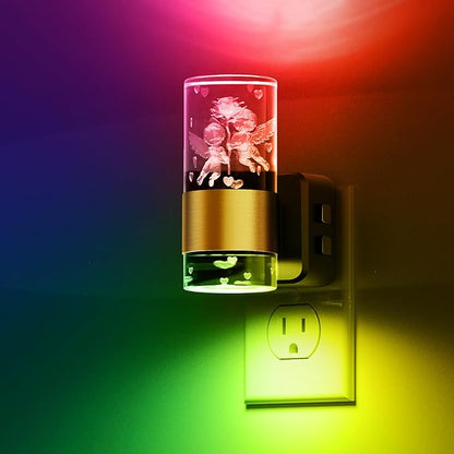 L LOHAS LED Night Lights Plug into Wall,[2-Pack] Dusk to Dawn Nightlight,9 Colors Changing,Adjustable Brightness,Acrylic Decorative Night Lights for Bathroom,Wedding,Birthday Gift