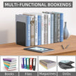 VFINE Bookends 1 Pair, Black Metal Book Ends, Heavy Bookends for Shelves, Book Stopper for Heavy Books, Book Organizer for Home Office School Supplies