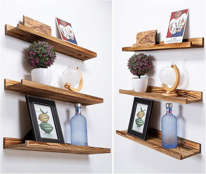 AZSKY Floating Shelves Set of 3, Picture Ledge Shelf, 24 Inches Long Large Nursery Book Shelves for Storage, Kids Bookshelf Wall Mounted for Living Room Bedroom Decor Books Photo Frames