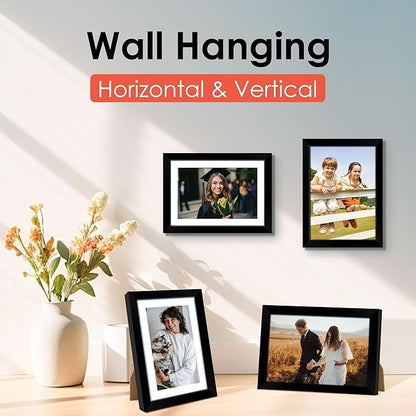 FIXSMITH 5x7 Picture Frame, Black Photo Frame with HD Plexiglass, Display Pictures 4x6 with Mat or 5x7 Without Mat Multi Picture Frames Collage for Tabletop or Wall Display, 2 Pack