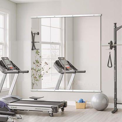 Home Gym Mirror for Wall,56x28x2PCS Full Length,Glass Frameless Body Large Mirror for Home Gym,Workout,Bedroom,Garage(Silver)