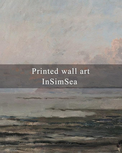 InSimSea Framed Canvas Print Art, Vintage Impressionist Coastal Landscape Painting, Rustic Farmhouse Cottage Decor for Hallway Wall Floating Shelf Desk Vanity Fireplace, 10x8in, Soft Blue Tones