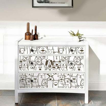 Peel and Stick Wallpaper Modern Brown and White Wallpaper Dog Animal Contact Paper Textured Self Adhesive Removable Wall Paper for Nursery Kids Room Shelf Liner Vinyl Roll 78.7"x197"